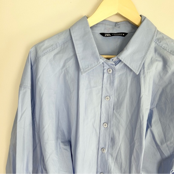 ZARA Blue Adjusted Button-down oversized shirt - Picture 9 of 9